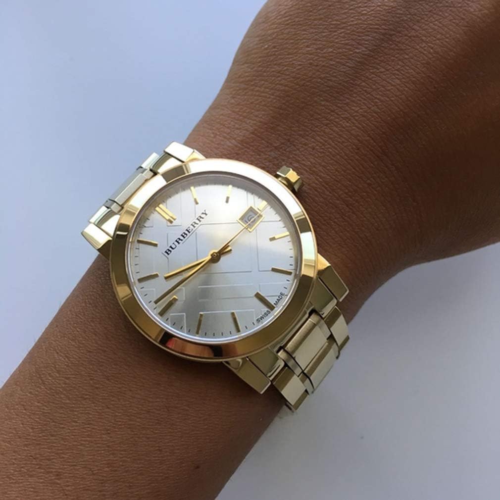 BURBERRY - Brandclub - Swiss Rare Gold Silver Date Dial 34mm Women